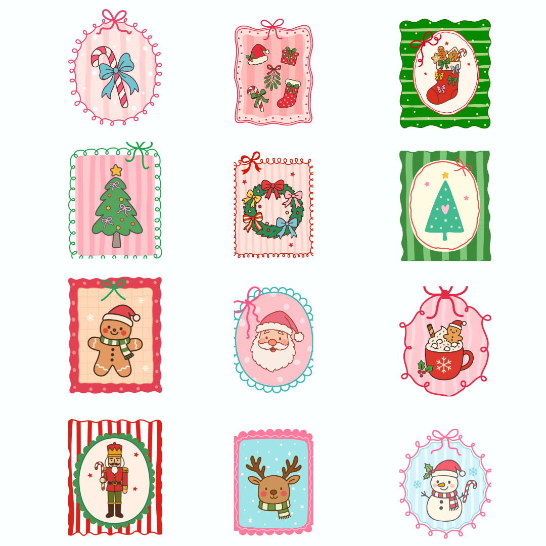 Cute Christmas Bundle Coquette Frame PNG | Girly Holiday Frames & Coquette Aesthetic Designs | Digital Download