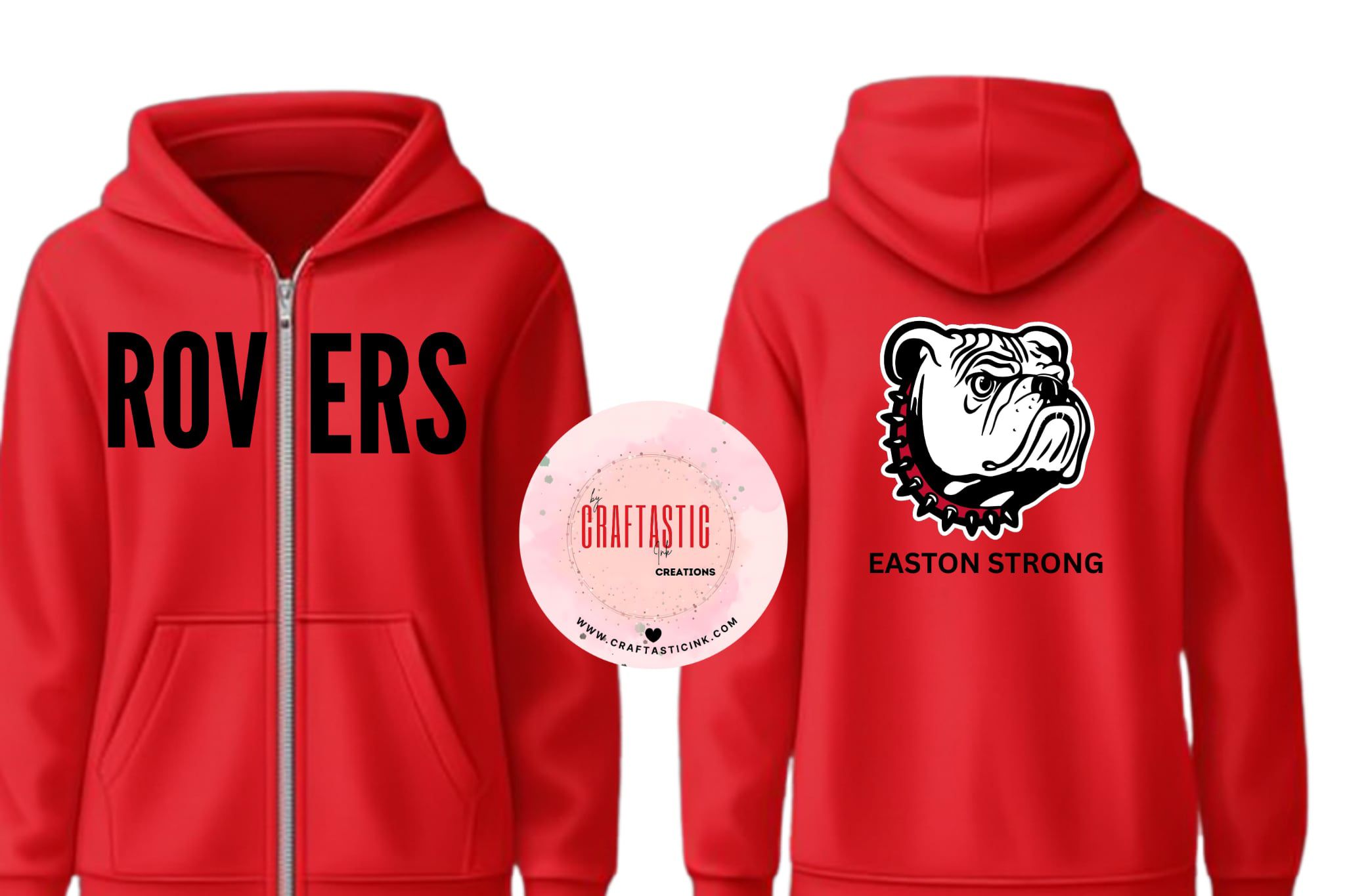 ROVERS | Easton Strong Bulldog Zip-Up Hoodie – Red Edition