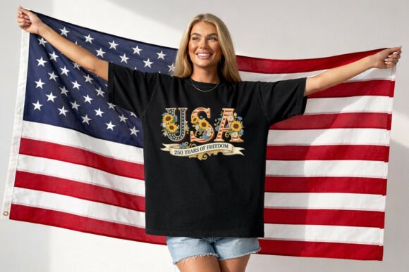 Vintage USA Sunflower 250 Years Patriotic T-Shirt | Digital Download
