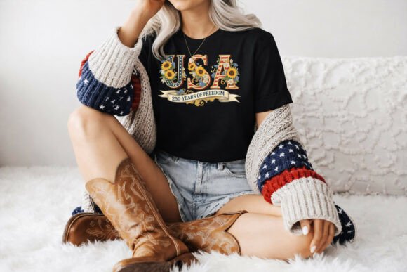 Vintage USA Sunflower 250 Years Patriotic T-Shirt | Digital Download