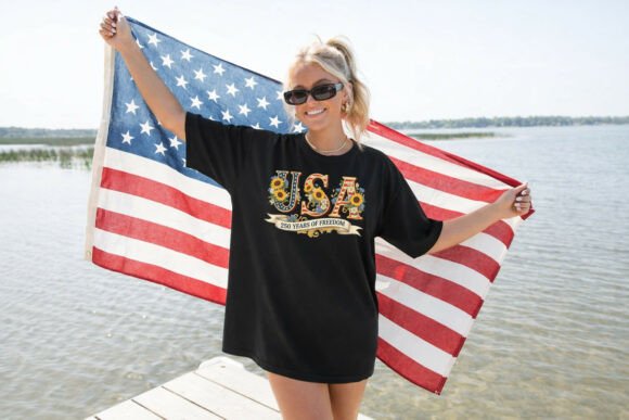 Vintage USA Sunflower 250 Years Patriotic T-Shirt | Digital Download