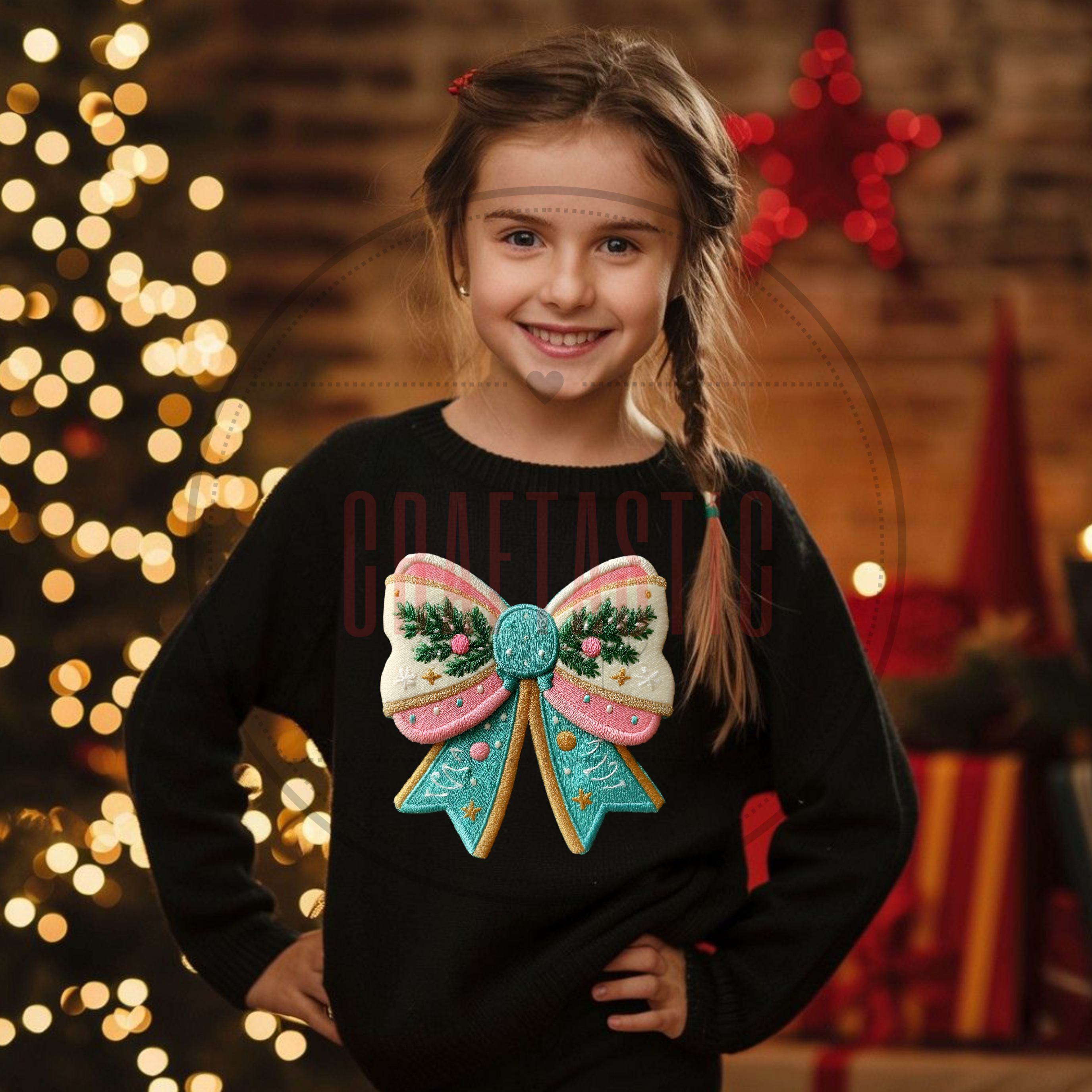 Coquette Bow Crochet Yarn Christmas Sweatshirt | Crochet Yarn PNG Digital Download