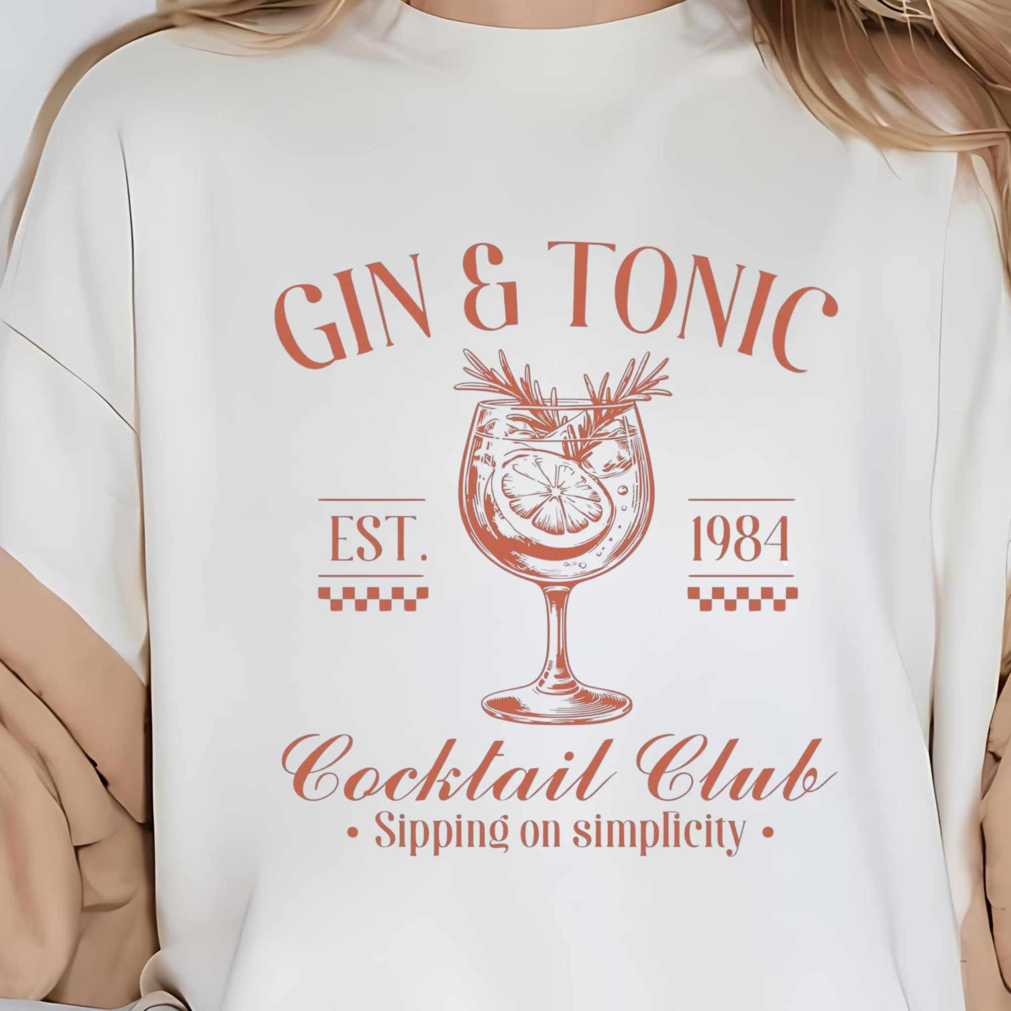 Gin & Tonic Cocktail Club DTF Transfer - High-Quality Custom Prints | Craftastic Ink