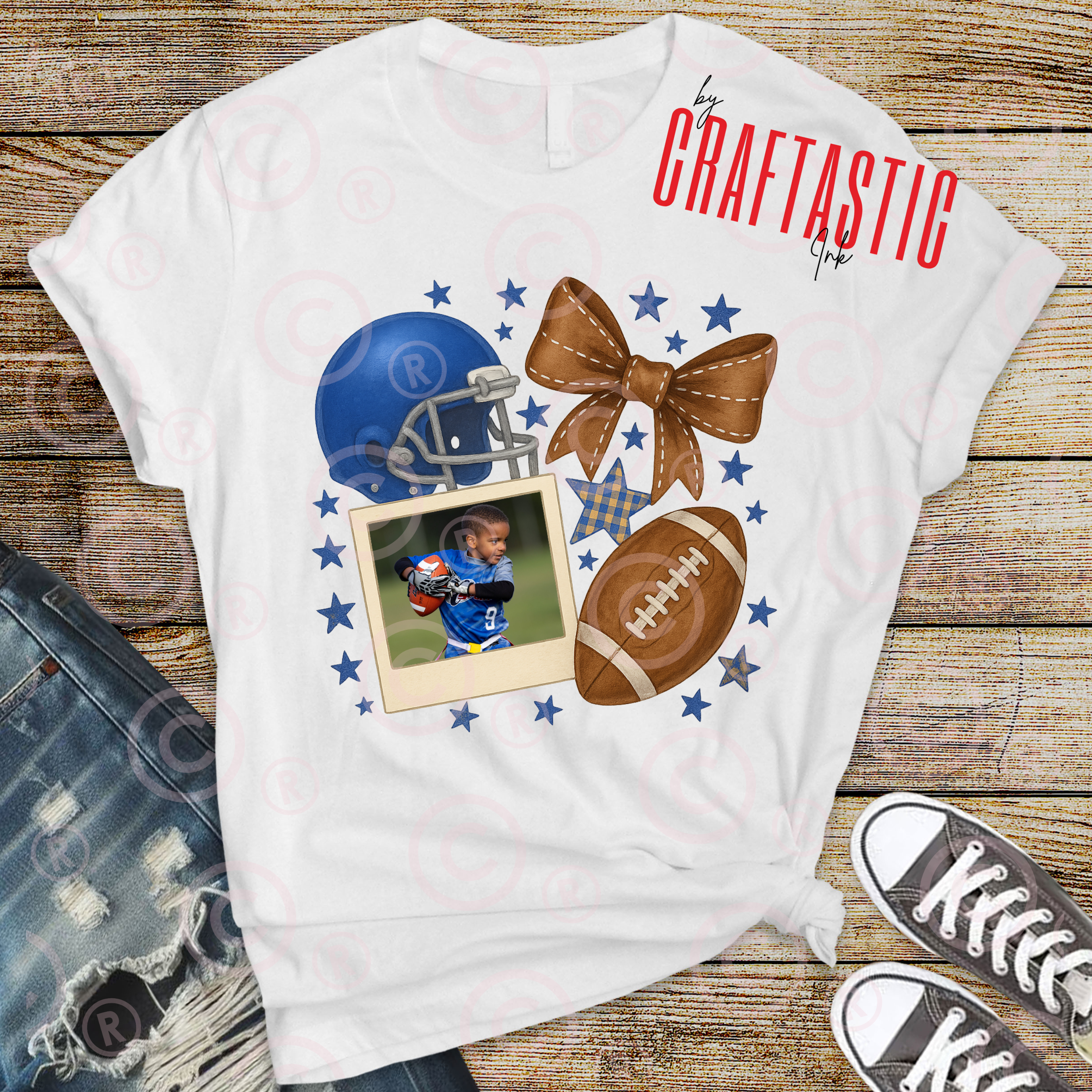 “Custom white cotton t-shirt with printed football photo”

“Close-up of DTG printed football action shot on a tee”

“Football team photo printed on a tee front-view”

“Detail of photo print quality on white shirt fabric”