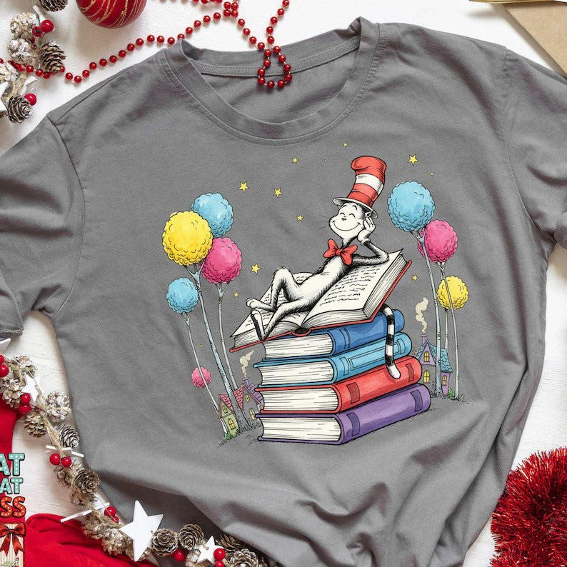 Dr Seuss Day Shirt Kids Youth Adult Teacher Cat in the Hat Birthday Party Tee