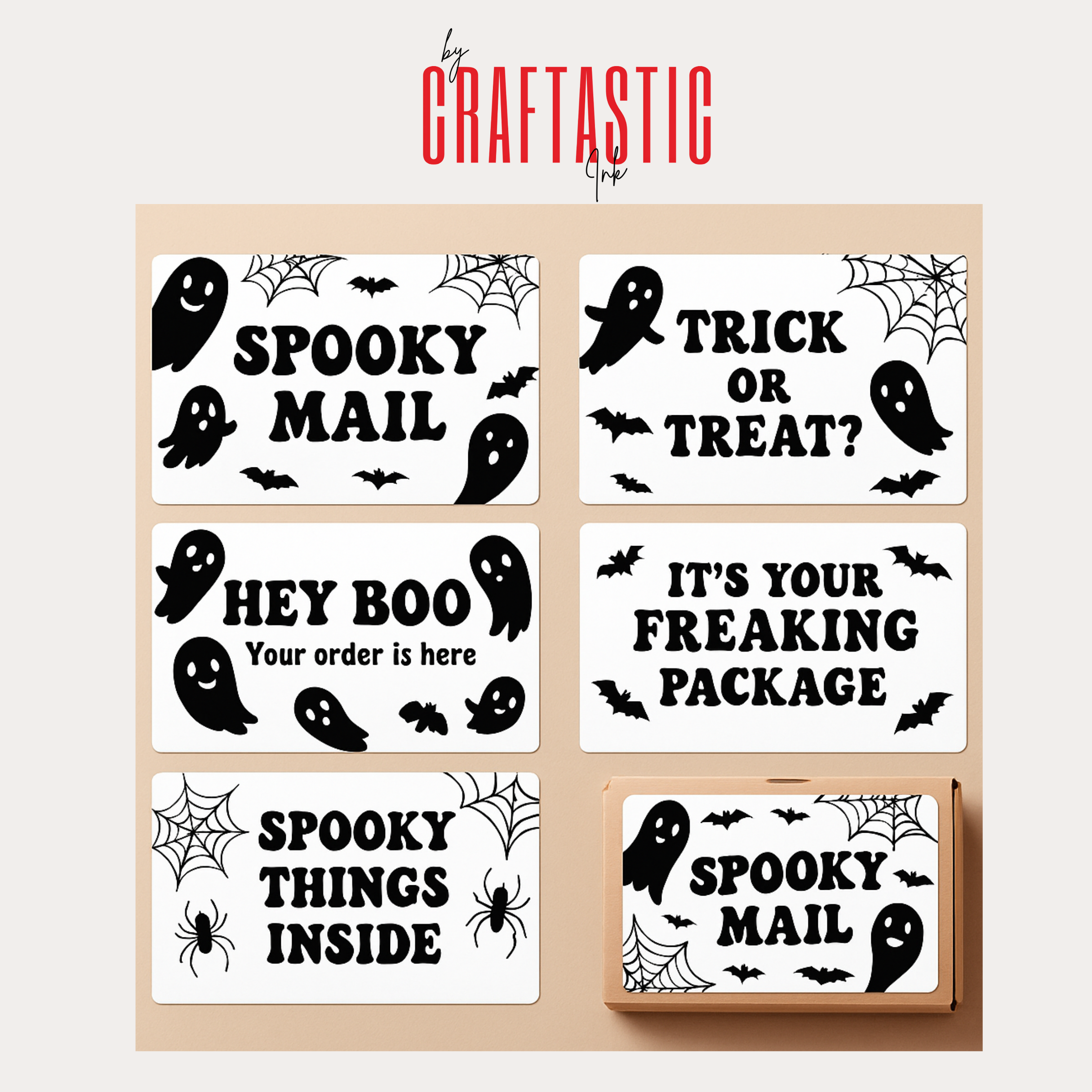 Spooky Halloween Thermal Labels – 6-Pack (4"×6" Physical Stickers)