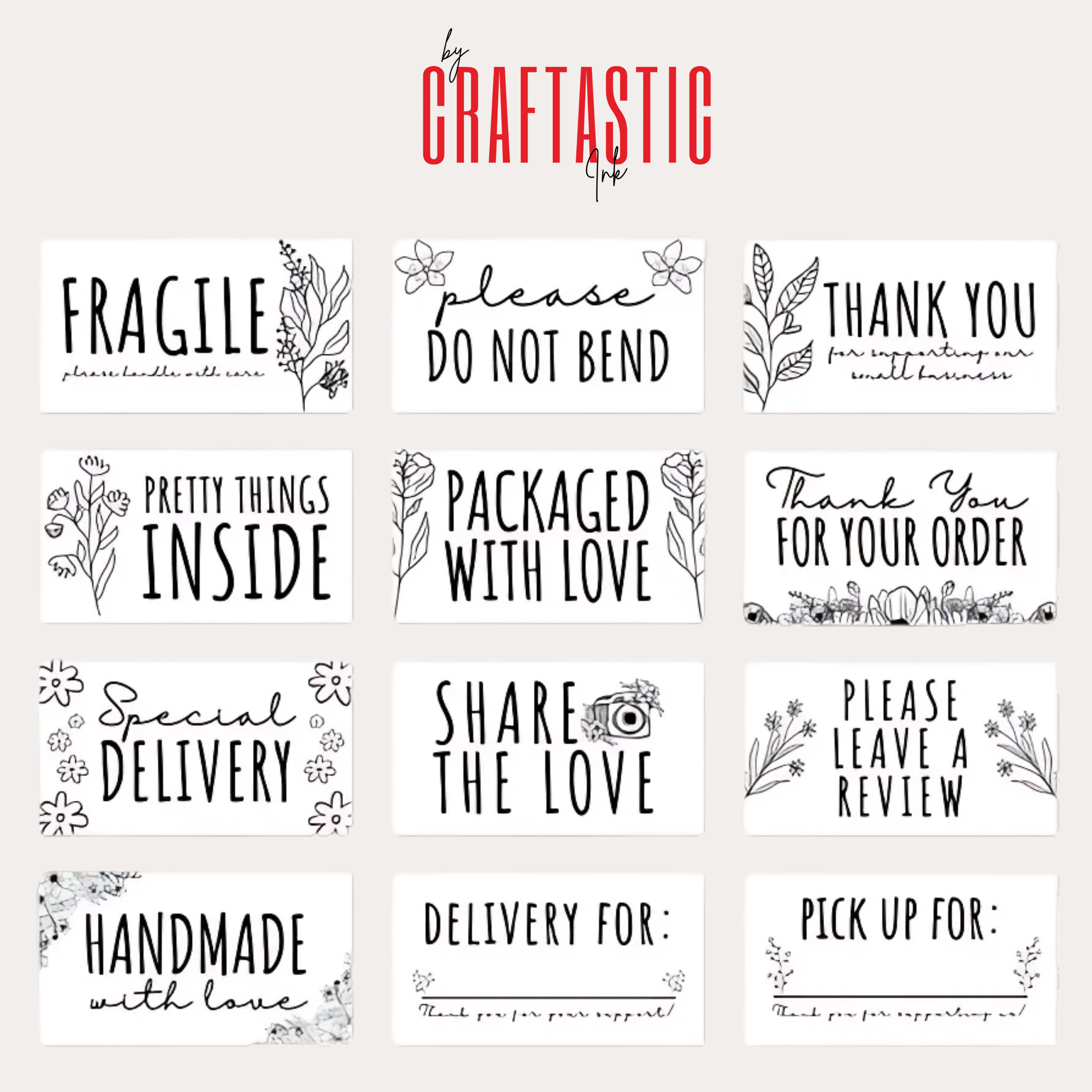 Floral Thermal Label Stickers Bundle – 50/100 Pre-Printed 2.25″ × 1.25″ Floral Labels for Packaging & Small Business