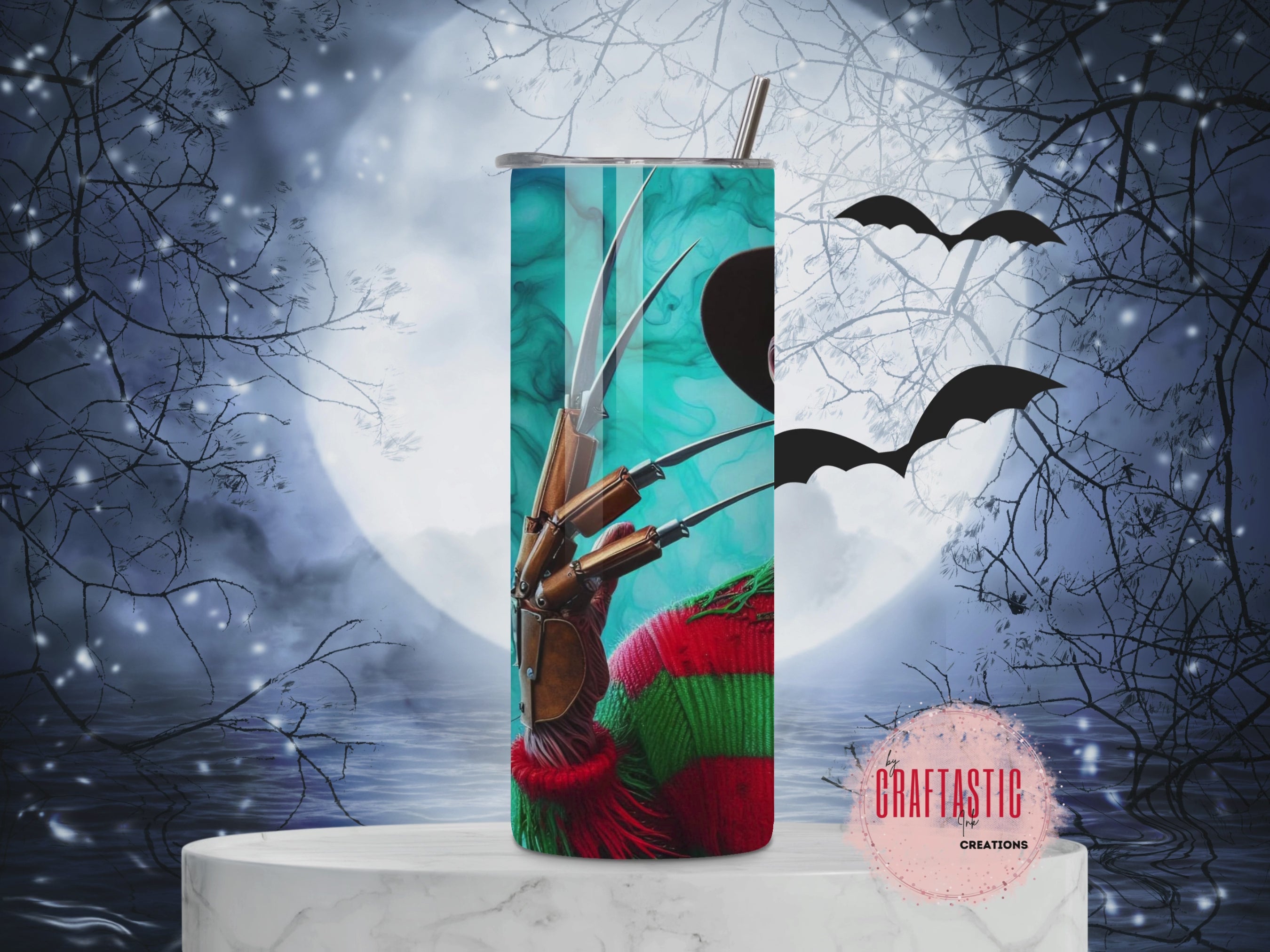 Nightmare Duel - Freddy vs. Jason Horror Tumbler Sublimation Transfer-High-Quality Custom Prints | Craftastic Ink
